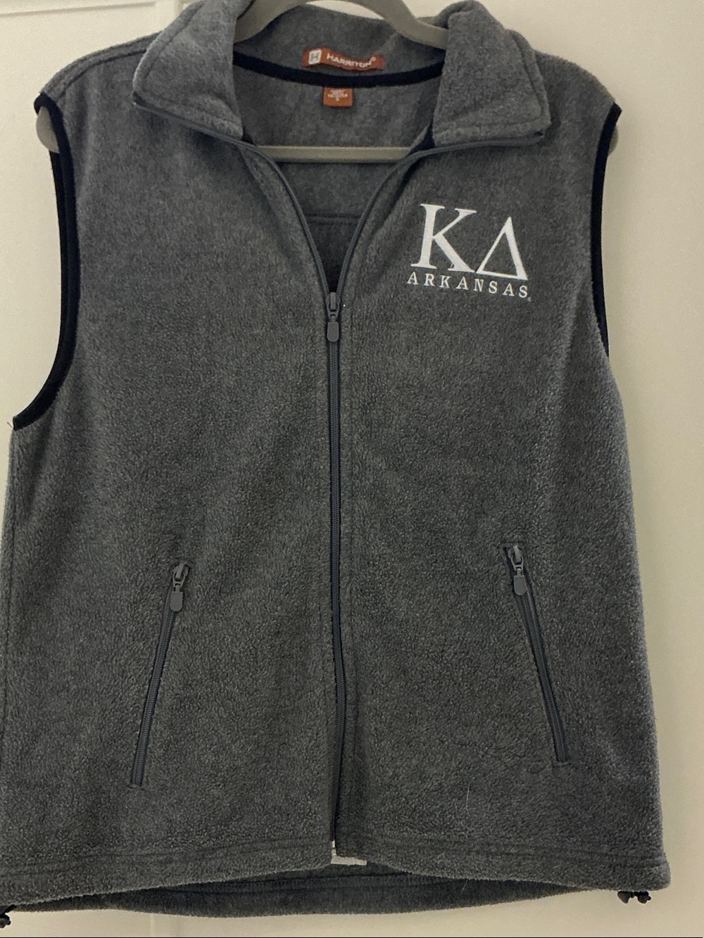 Kids' Gray Fleece Vest with Arkansas Embroidered Logo — Hammacher?